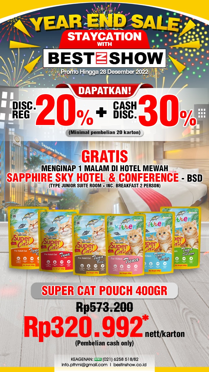 YEAR END SALE STAYCATION WITH BEST IN SHOW (SUPER CAT POUCH 400GR)